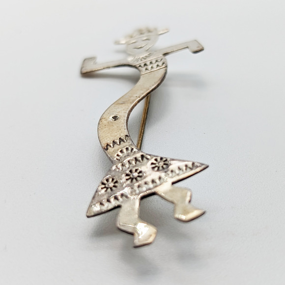 Silver Unlimited Sterling Silver Dancing Figure Brooch Made in Mexico Signed SU - Picture 5 of 7